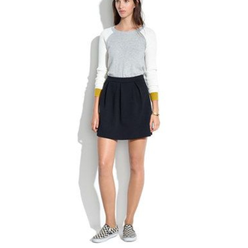 Madewell Bistro Ribbed Pleated Mini Skirt in Black